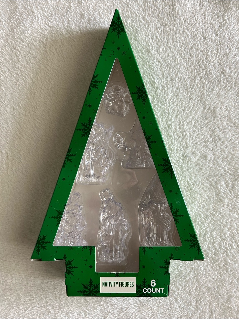 Festive Voice Nativity Figures Clear Plastic Christmas Display Set 6 Piece